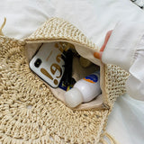 Geestock Summer Beach Bag for Women Tassels Straw Rattan Shoulder Bags