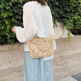 Geestock Summer Beach Bag for Women Tassels Straw Rattan Shoulder Bags