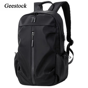 Geestock Light Men Backpack Waterproof Travel USB Charging Bag Business School
