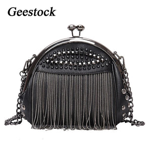 Geestock Tassel Chains Bag Punk Style Crossbody Handbag