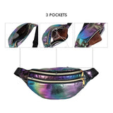 Geestock Waist Pack Holographic Laser Women Fanny Pack PU Traverl