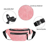 Geestock Corduroy Fanny Pack Zipper Travel Waist Bag