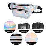 Geestock Women Waist Pack Bag Waterproof PVC Laser Holographic Fanny Pack
