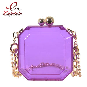Acrylic Evening Clutch Bag Clear Wedding Chain Mini Shoulder Bag
