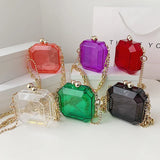 Acrylic Evening Clutch Bag Clear Wedding Chain Mini Shoulder Bag