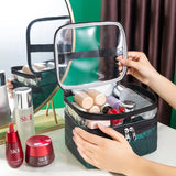 Gena's PU Cosmetic Bag Double Layer Travel Wash Bag