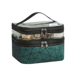 Gena's PU Cosmetic Bag Double Layer Travel Wash Bag