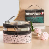 Gena's PU Cosmetic Bag Double Layer Travel Wash Bag