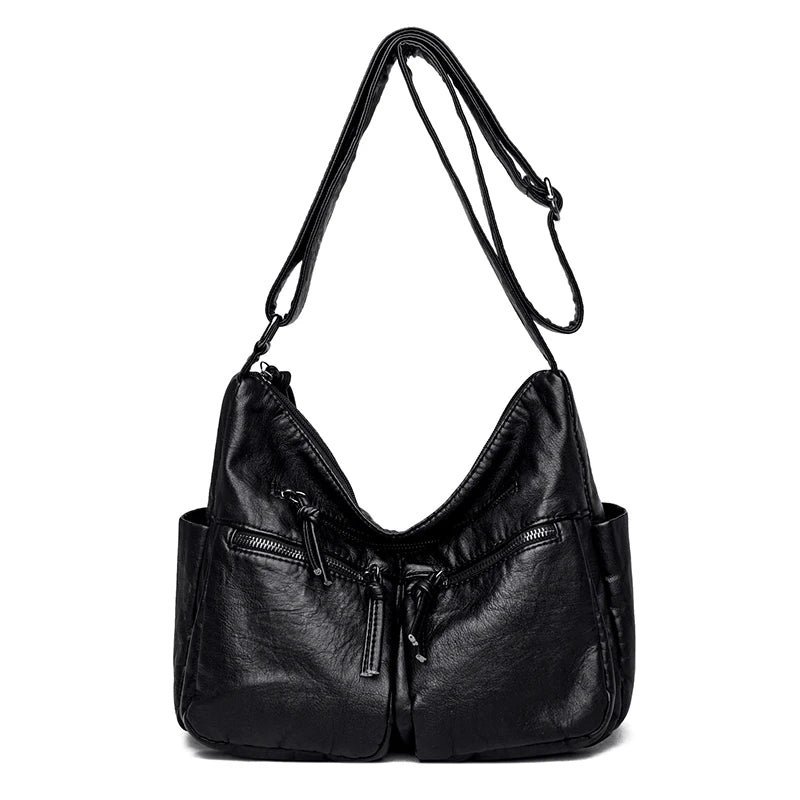 Soft Leather Handbags Large Capacity Tote Bags High Female Shoulder Bags