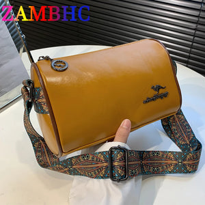 Women's PU Leather Pillow Bag Shoulder Messenger Bags Solid Female Handbags