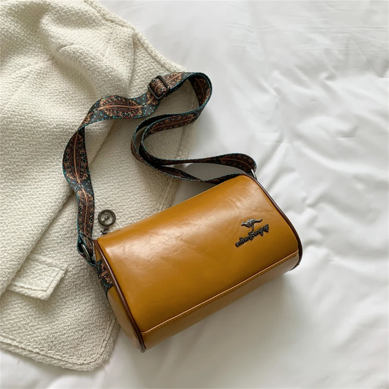 Women's PU Leather Pillow Bag Shoulder Messenger Bags Solid Female Handbags