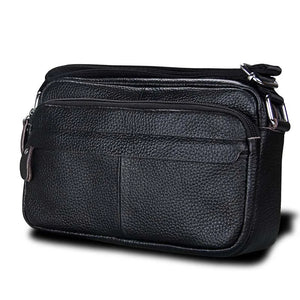 Cow Leather Casual Women Handbags Single Zipper Solid Messenger Bags