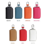 Cow Leather Home Car Keys' Bag Double Pocket Zipper Earth Yellow