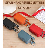 Cow Leather Home Car Keys' Bag Double Pocket Zipper Earth Yellow