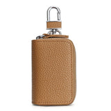 Cow Leather Home Car Keys' Bag Double Pocket Zipper Earth Yellow