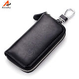 Cow Leather Key Bag Wallet Holder 6 Key Rings