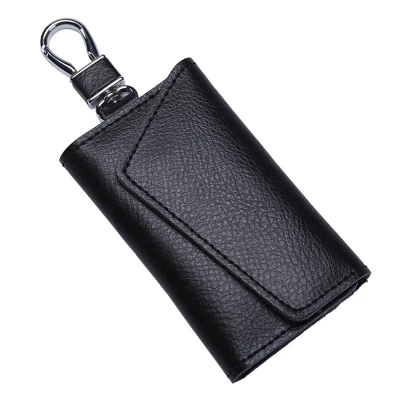 Cow Leather Key Wallets Buckle Multifunction Key Bag Holder
