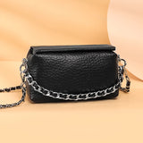 Cowhide Leather Small Bag Chain Strap Shoulder Bag Ladies Crossbody Bag