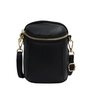 Small Leather Crossbody Bag for Women, 2 Zipper Casual Shoulder Messenger Handba