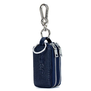 Leather Car Key Case with Key Holder & Zipper Bag