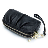 Leather Bag Women Makeup Case Long Wallet Double Zipper Purse