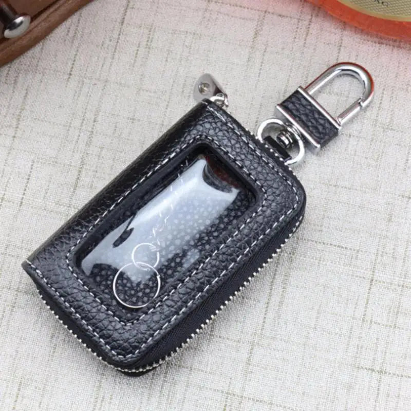 Cowhide Smart Key Holder with Transparent Window