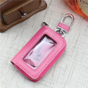 Cowhide Smart Key Holder with Transparent Window