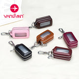 Leather Car Key Bag Men Women Double Zipper Vintage Key Purse Case