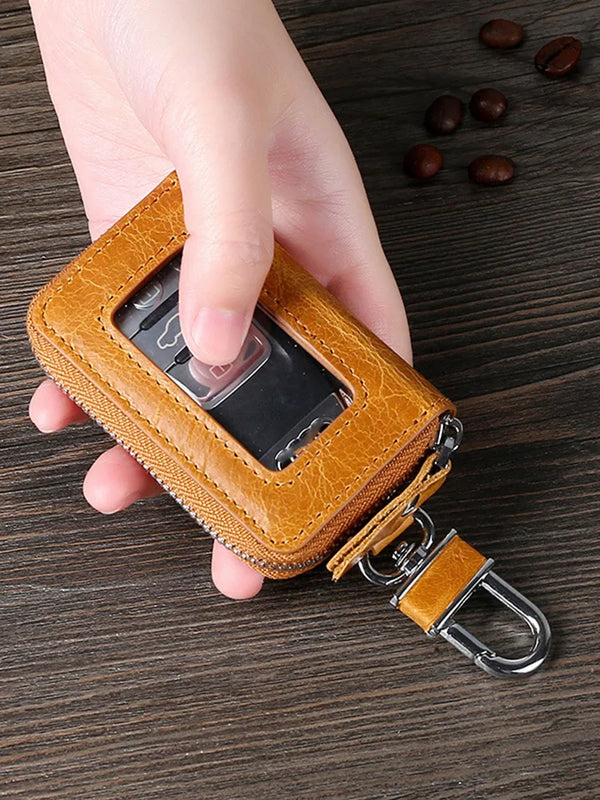 Retro Leather Car Key Case Cover for Men