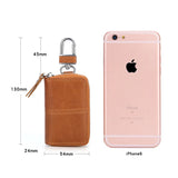 Leather Car Key Holder Key Organizer Zipper Retro Keychain Purse