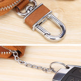 Leather Car Key Holder Key Organizer Zipper Retro Keychain Purse