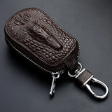 Vintage Leather Animal Prints Car Key Pouch Holder Zipper Cover
