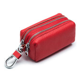 Leather Car Key Wallets Key Holder Housekeeper Keys Organizer Bag Double Zipper