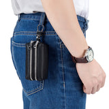 Leather Car Key Wallets Key Holder Housekeeper Keys Organizer Bag Double Zipper