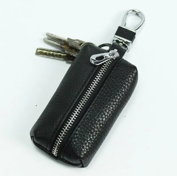 Leather Car Key Wallets Men Key Holder Housekeeper Keychains Zipper Key Case