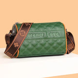 Leather Rhombus Print Crossbody Bag Casual Evening Purse