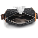 Barrel Shaped Leather Crossbody Bag with Wide Strap