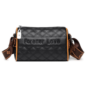 Barrel Shaped Leather Crossbody Bag with Wide Strap