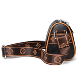 Barrel Shaped Leather Crossbody Bag with Wide Strap