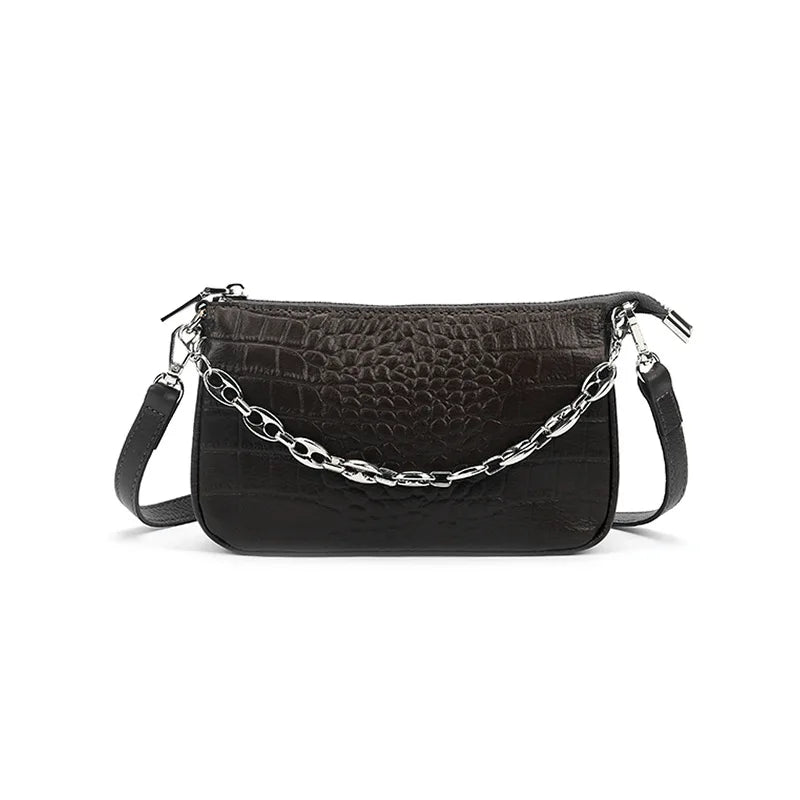 Crocodile Pattern Leather Crossbody Bag for Women