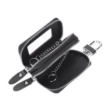 Leather Double Zipper Car Key Bag Wallet Multifunctional Organizer