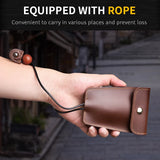 Retro Cow Leather Key Pouch - Elastic Keychain Holder