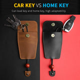 Retro Cow Leather Key Pouch - Elastic Keychain Holder