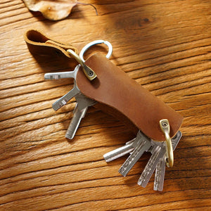 Leather Key Bag Men Women Keychain Large Capacity Key Wallet Cowhide Key Case