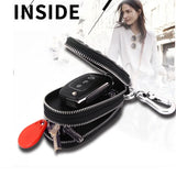 Double Zipper Leather Key Holder Car Key Wallet
