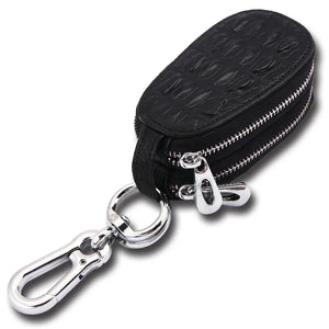 Double Zipper Leather Key Holder Car Key Wallet