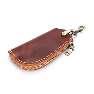 Men's Vintage Leather Key Holder Zipper Car Key Wallet Organizer