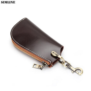 Men's Vintage Leather Key Holder Zipper Car Key Wallet Organizer