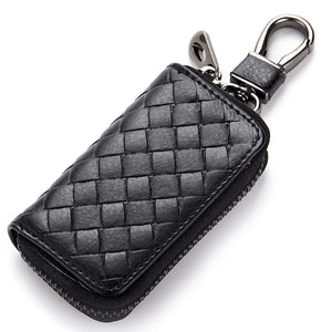 Leather Key Holder Knitting Key Wallets Men Women Organizer Zipper Key Case