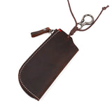 Vintage Leather Key Holder Wallet Men Zipper Car Key Ring Case Pouch